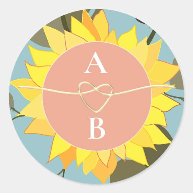 Boho Floral Wedding Monogram Runder Aufkleber (Vorderseite)