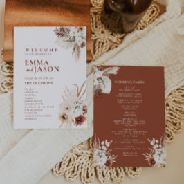 Boho Floral Wedding Program Einladung
