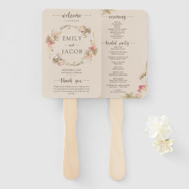 Boho Floral Wedding Program Hand Fan Fächer