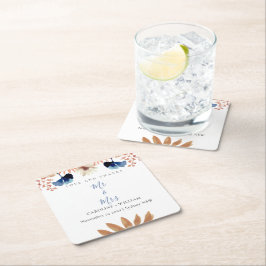 Boho Floral Wedding Rechteckiger Pappuntersetzer