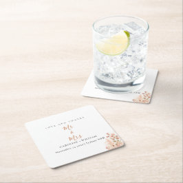 Boho Floral Wedding Rechteckiger Pappuntersetzer