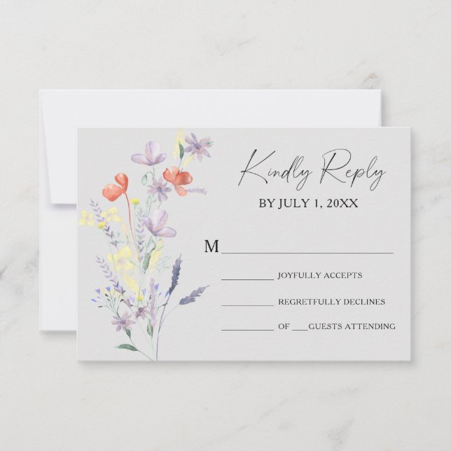 Boho Floral Wedding RSVP Card Karte (Vorderseite)