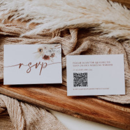 Boho Floral Wedding RSVP Card mit QR Code Mitteilungskarte