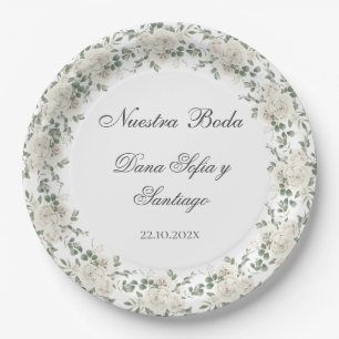 Boho Floral Wedding Spanish Pappteller
