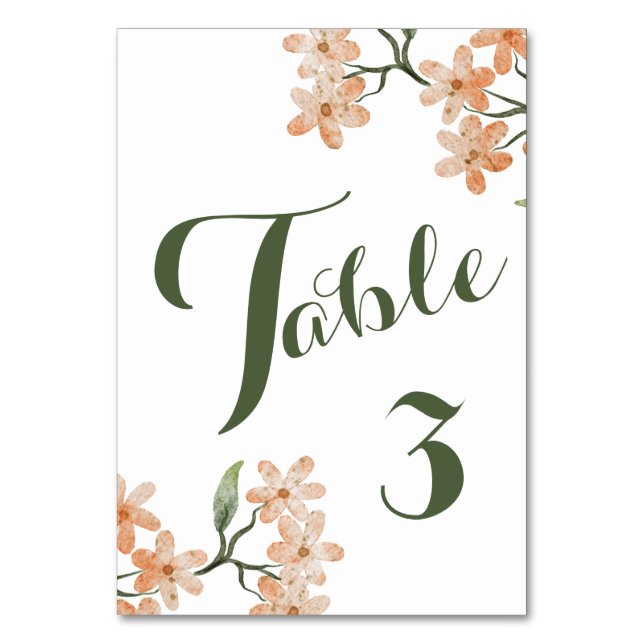 Boho Floral Wedding Tischnummer (Vorderseite)