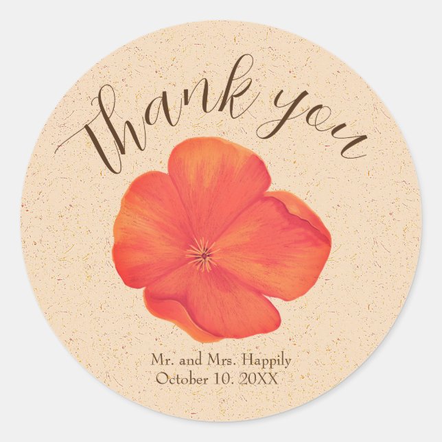 Boho Floral Wedding Vielen Dank Runder Aufkleber (Vorderseite)
