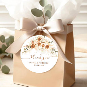 Boho Floral Wedding Vielen Dank Runder Aufkleber