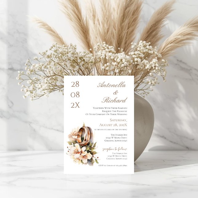 Boho floral wedding with rings  einladung (Von Creator hochgeladen)