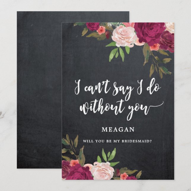 Boho floral werden Sie meine Bridesmaid-Karte Einladung (Vorne/Hinten)