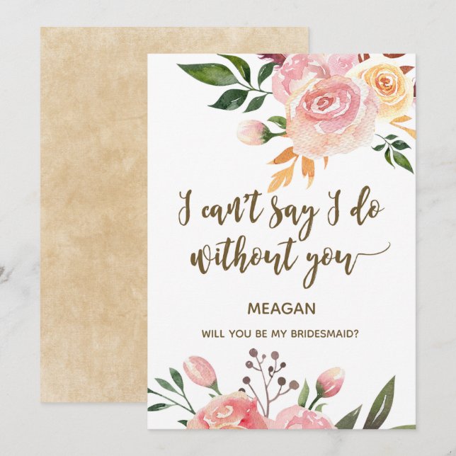 Boho floral werden Sie meine Bridesmaid-Karte Einladung (Vorne/Hinten)