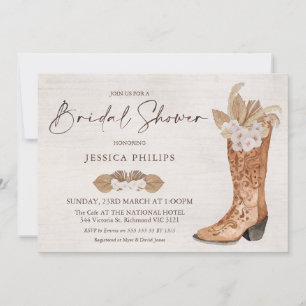 Boho Floral Western Boot nuptiale Invitation