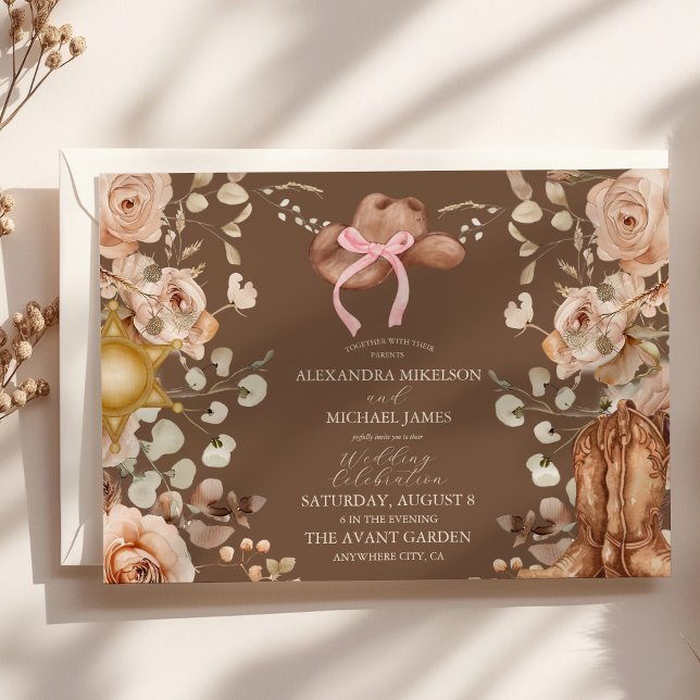 Boho Floral Western Wedding Einladung (Von Creator hochgeladen)