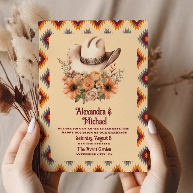 Boho Floral Western Wedding Einladung (Von Creator hochgeladen)