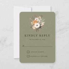 Boho Floral Western Wedding Response Card RSVP Karte