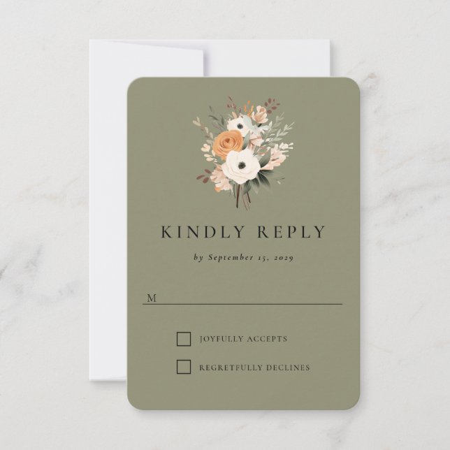 Boho Floral Western Wedding Response Card RSVP Karte (Vorderseite)