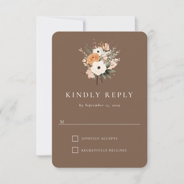 Boho Floral Western Wedding Response Card RSVP Karte (Vorderseite)