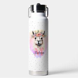 Boho Floral Wildblume Llama Hübsch Pink Animal Trinkflasche