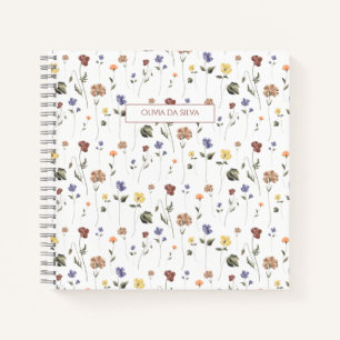 Boho Floral Wildblume   PERSONALISIERT Notizbuch