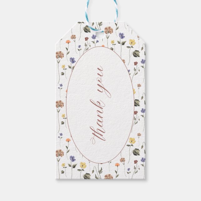 Boho Floral Wildblume Vielen Dank | Geschenkanhänger (Vorderseite)