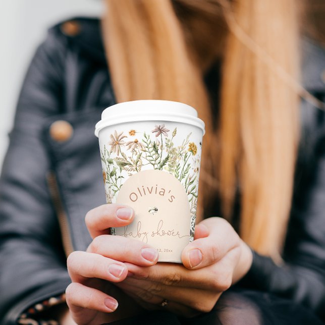 Boho Floral Wildblumen Baby Shooting Paper Cup Pappbecher (Von Creator hochgeladen)