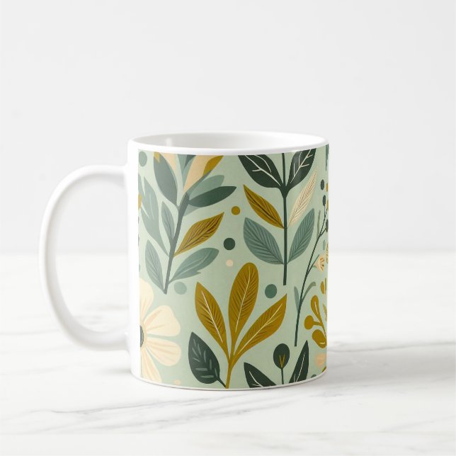 Boho Floral Wildblumen Blume Blue Kaffeetasse (Links)