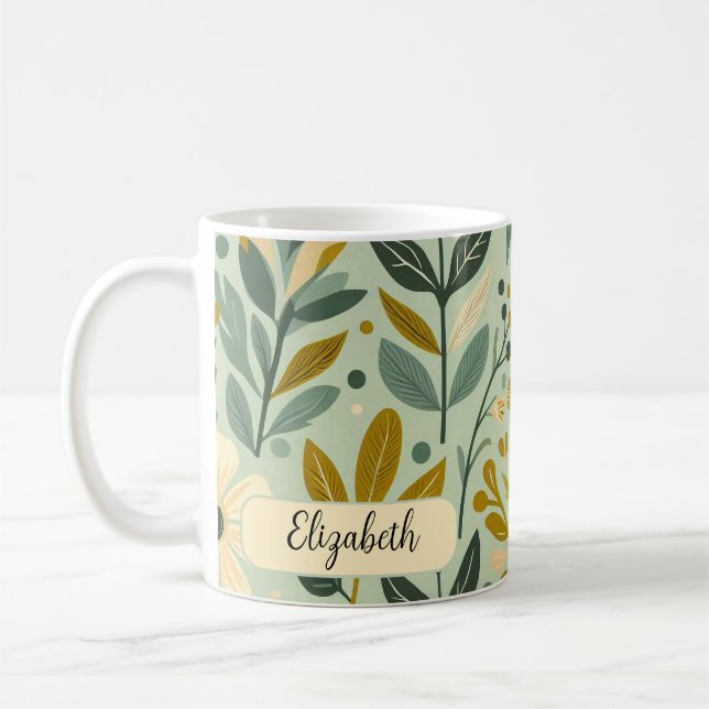 Boho Floral Wildblumen Blume Blue Kaffeetasse (Links)