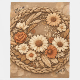 Boho Floral Woven Circle Customizable Fleecedecke
