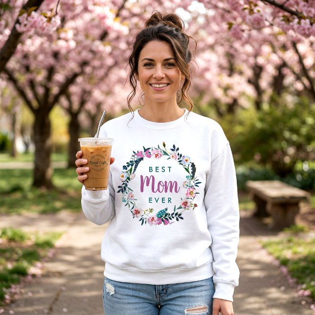 Boho Floral Wreath Beste Mama je Sweatshirt (Von Creator hochgeladen)