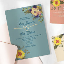 Boho Floral Yellow Pink und Blue Wedding