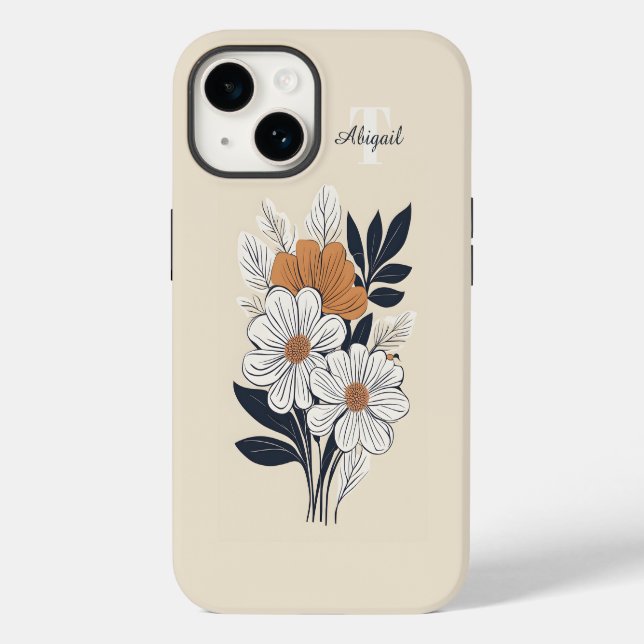 Boho Floral Zeichnend Case-Mate iPhone 14 Hülle (Rückseite)