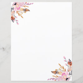 Boho florales plumes blanc rose page