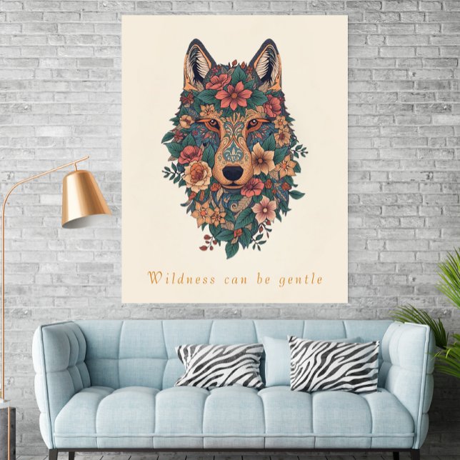 Boho-Florales-Wolf-Wandkunstposter Poster (Von Creator hochgeladen)