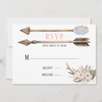Boho Florals & Deer Antlers Arrows Wedding RSVP