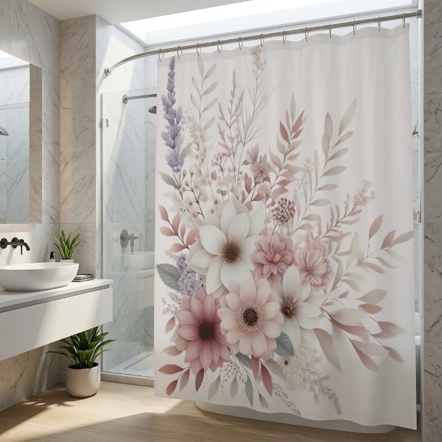 Boho Florals mit Rosa Duschvorhang (Von Creator hochgeladen)