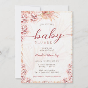 Boho Florals Neutral Baby Dusche Bohemisch Orchid Einladung