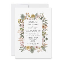 Boho Florals neutrale Einladung zur Hochzeit