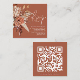 Boho Florals QR Code Terracotta Wedding RSVP Begleitkarte