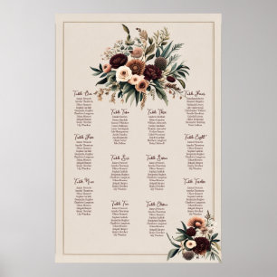Boho Florals Sitzkarte Poster