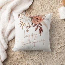 Boho Florals Terracotta Happy Thanksgiving