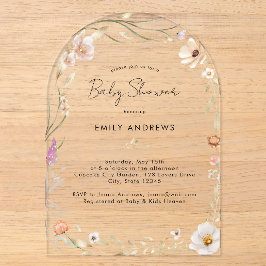 Boho Flower Baby Shower Acrylic Acryleinladungen