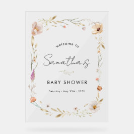 Boho Flower Baby Shower Acrylschild