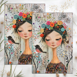 BOHO FLOWER MÄDCHEN DECOUPAGE SEIDENPAPIER