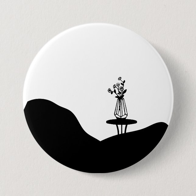 Boho Flower pot on table Button (Vorderseite)