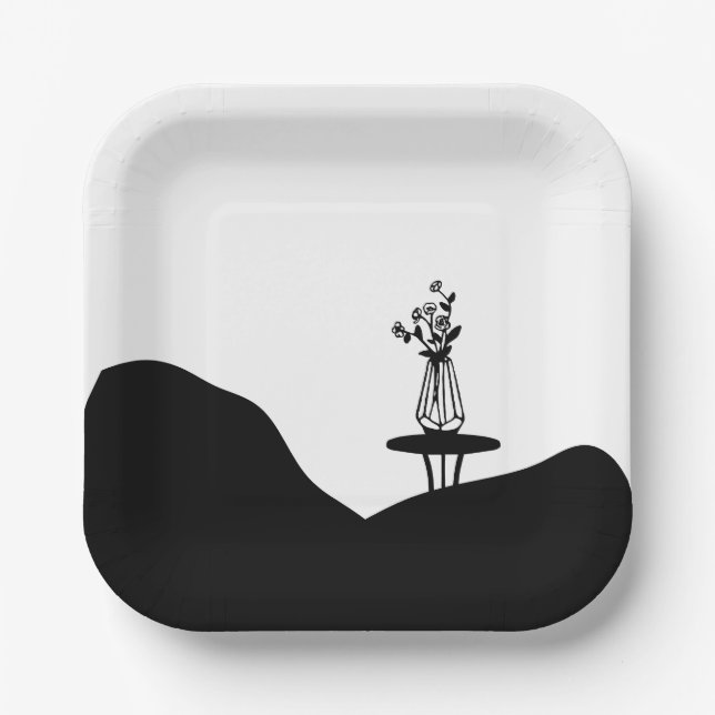 Boho Flower pot on table Pappteller (Vorderseite)