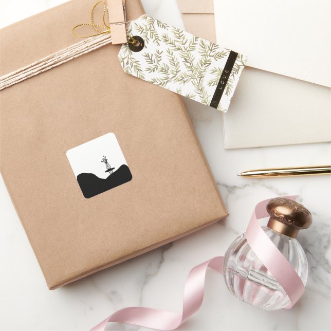 Boho Flower pot on table Quadratischer Aufkleber (Schenken)