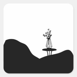 Boho Flower pot on table Quadratischer Aufkleber