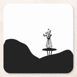 Boho Flower pot on table Rechteckiger Pappuntersetzer