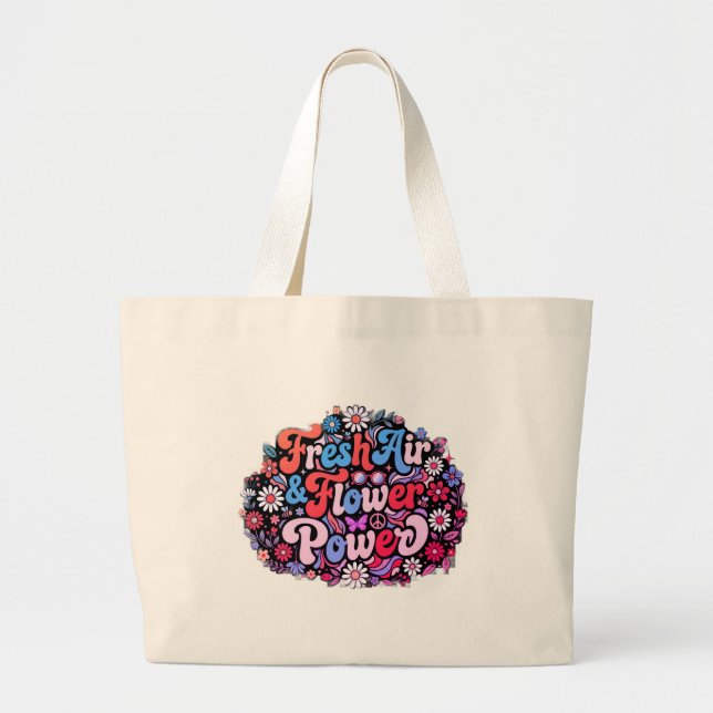 Boho Flower Power Grafik Jumbo Stoffbeutel (Vorne)
