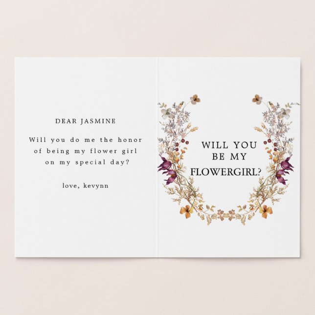 Boho Flower Serez-Vous Ma Carte Flower Girl (Intérieur)