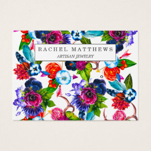 Boho Flowers Cerfs Antlers Feuilles Écran d'oreill